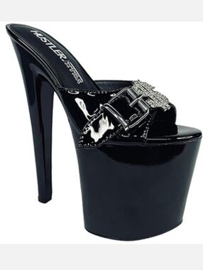 YRU Hustler XTRA Platform Mule with Rhinestone Buckle Size 9